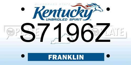 S7196Z Kentucky License Plate