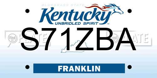 S71ZBA Kentucky License Plate