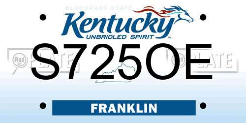 S725OE Kentucky License Plate