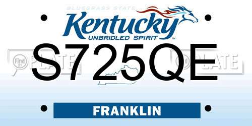 S725QE Kentucky License Plate