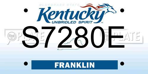 S7280E Kentucky License Plate
