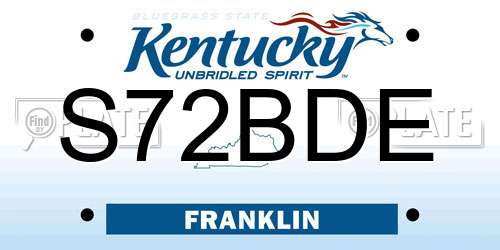 S72BDE Kentucky License Plate