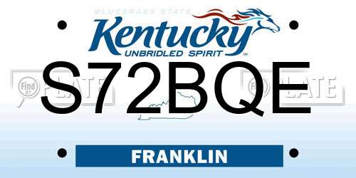 S72BQE Kentucky License Plate