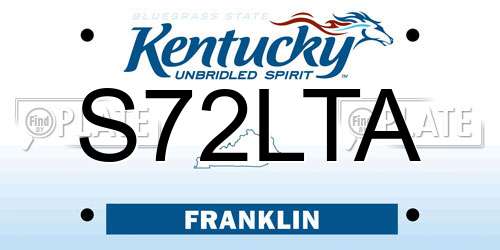 S72LTA Kentucky License Plate