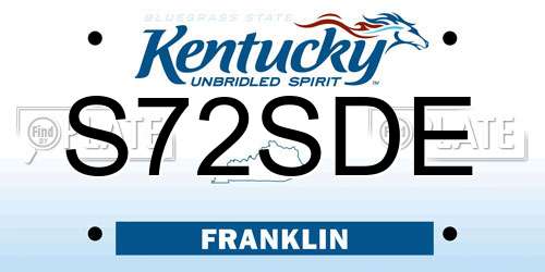 S72SDE Kentucky License Plate