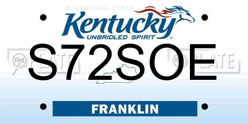 S72SOE Kentucky License Plate