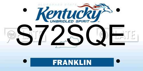 S72SQE Kentucky License Plate