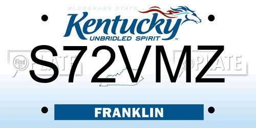 S72VMZ Kentucky License Plate