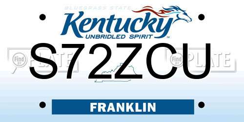 S72ZCU Kentucky License Plate