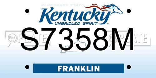 S7358M Kentucky License Plate