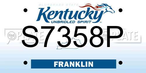 S7358P Kentucky License Plate