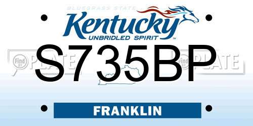 S735BP Kentucky License Plate