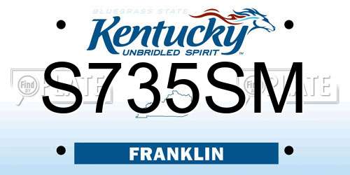 S735SM Kentucky License Plate