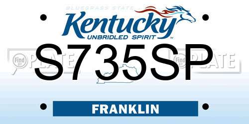 S735SP Kentucky License Plate