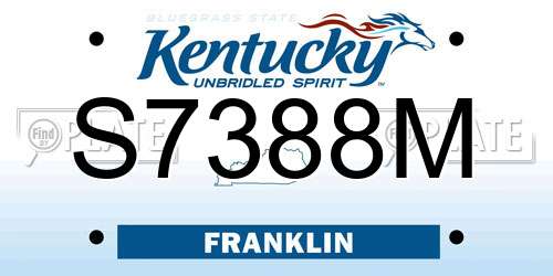 S7388M Kentucky License Plate