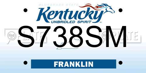 S738SM Kentucky License Plate