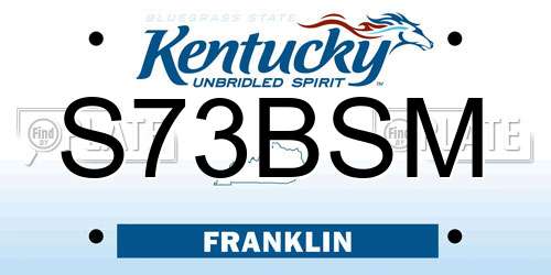 S73BSM Kentucky License Plate