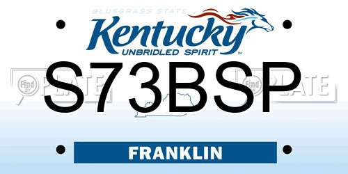 S73BSP Kentucky License Plate