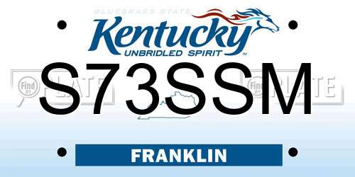 S73SSM Kentucky License Plate