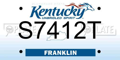S7412T Kentucky License Plate