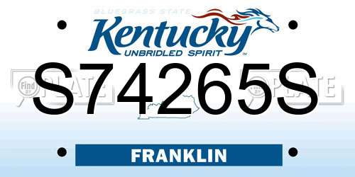S74265S Kentucky License Plate