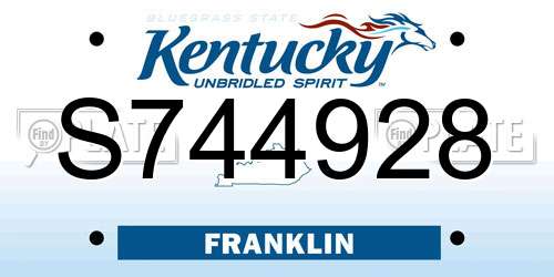 S744928 Kentucky License Plate