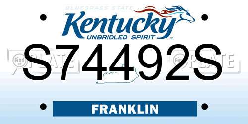 S74492S Kentucky License Plate