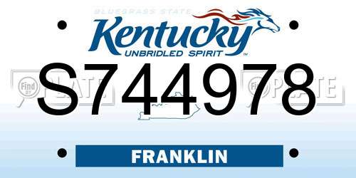 S744978 Kentucky License Plate