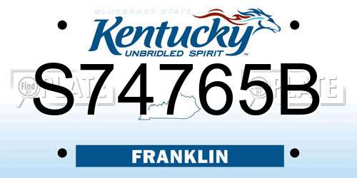 S74765B Kentucky License Plate