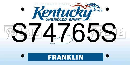 S74765S Kentucky License Plate