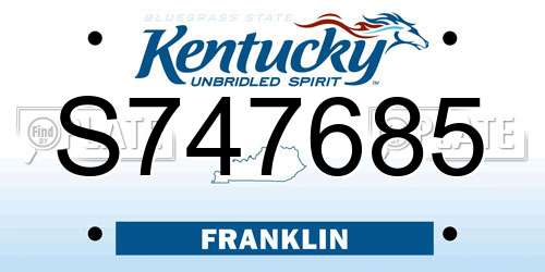S747685 Kentucky License Plate