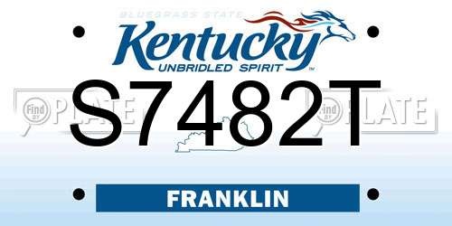 S7482T Kentucky License Plate