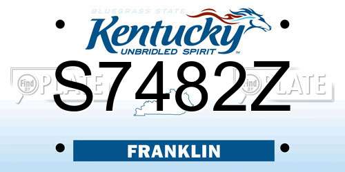 S7482Z Kentucky License Plate