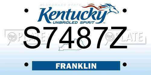 S7487Z Kentucky License Plate