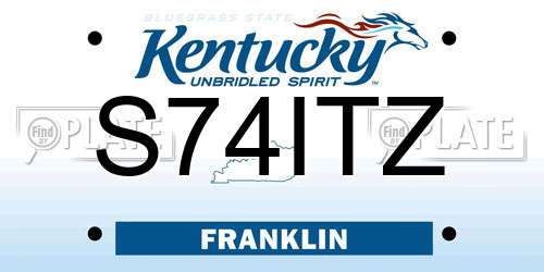 S74ITZ Kentucky License Plate