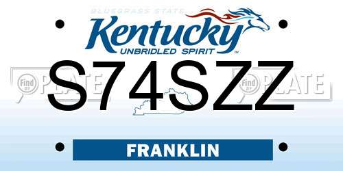 S74SZZ Kentucky License Plate