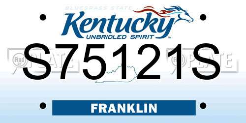 S75121S Kentucky License Plate