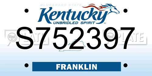 S752397 Kentucky License Plate