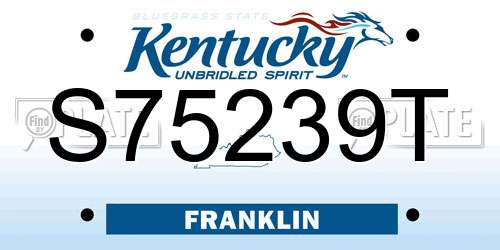 S75239T Kentucky License Plate