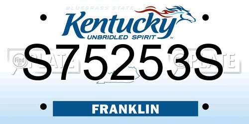 S75253S Kentucky License Plate