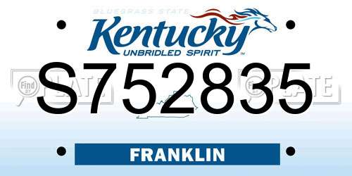 S752835 Kentucky License Plate