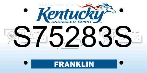 S75283S Kentucky License Plate