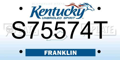 S75574T Kentucky License Plate