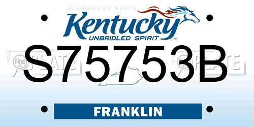 S75753B Kentucky License Plate