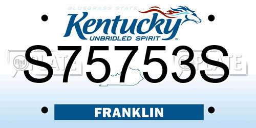 S75753S Kentucky License Plate