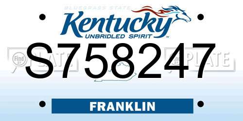 S758247 Kentucky License Plate