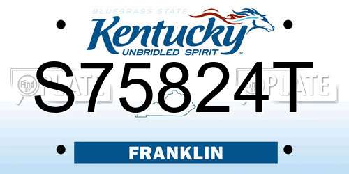 S75824T Kentucky License Plate