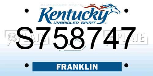 S758747 Kentucky License Plate