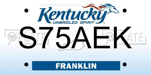S75AEK Kentucky License Plate