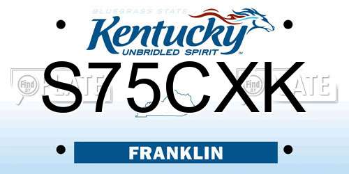 S75CXK Kentucky License Plate